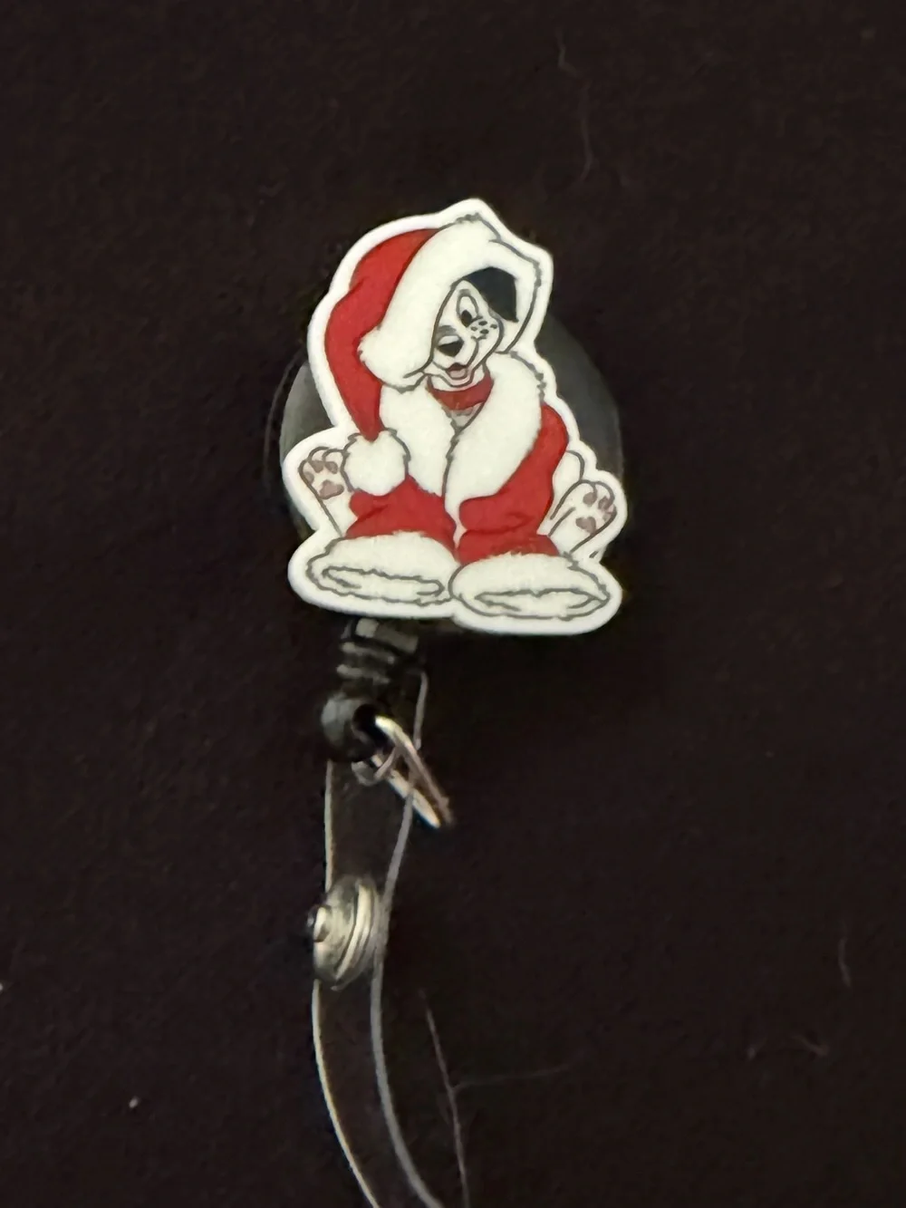 Black and Red Holiday Bulldog Retractable Badge Reel - Unbranded